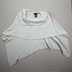 Level Eight Poncho Women XL Excellent Grey Cowl Neck Asymmetric‎ Wool Blend Knit